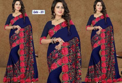 Multi Color Gorgias Traditional Georgette Saree01